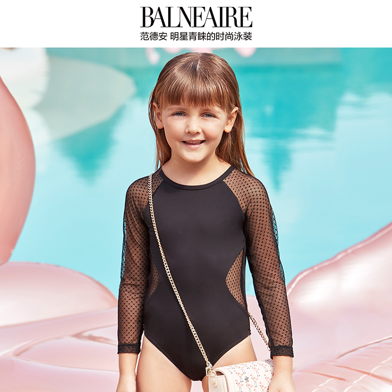 BALNEARIE Girls UV & Chlorine Protection Cutout Lace One-Piece Swimsuit